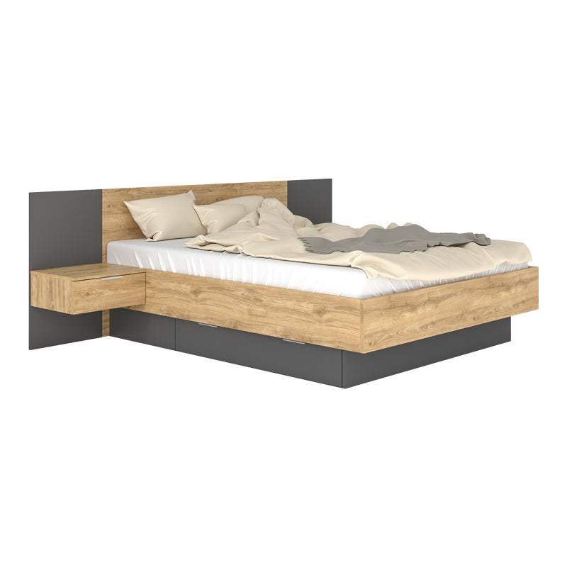 Κρεβάτι διπλό Kantri pakoworld σε sonoma - γκρι απόχρωση 160x200εκ - Hippiehome.gr