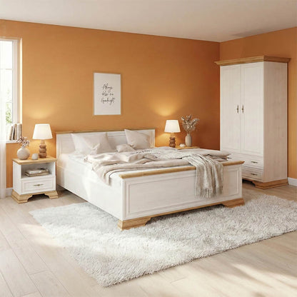 Σετ Κρεβατοκάμαρας Jaden με Κρεβάτι oak -λευκό 160x200εκ Σετ 4τεμ - Hippiehome.gr