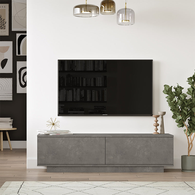 Έπιπλο τηλεόρασης Zoeva pakoworld γκρι cemento 140x35,5x38εκ - Hippiehome.gr