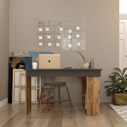 Γραφείο γωνιακό Rosaline pakoworld ανθρακί-oak 120x129x72εκ - Hippiehome.gr