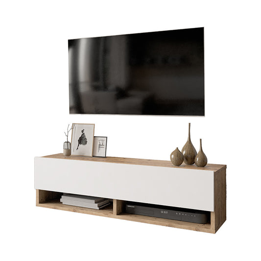 Έπιπλο τηλεόρασης επιτοίχιο Roscoe pakoworld λευκό-oak 100x31.5x29.5εκ - Hippiehome.gr