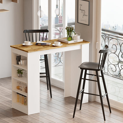 Τραπέζι μπαρ Riff pakoworld λευκό-oak 120x51.5x101.5εκ - Hippiehome.gr