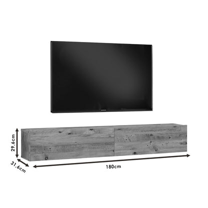 Έπιπλο τηλεόρασης επιτοίχιο Dello pakoworld λευκό-oak 180x31.6x29.6εκ - Hippiehome.gr