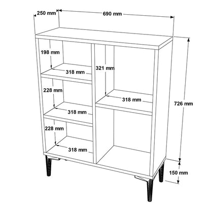 Βιβλιοθήκη χαμηλή Neville pakoworld cement-καρυδί 69x25x87.6εκ - Hippie Home 