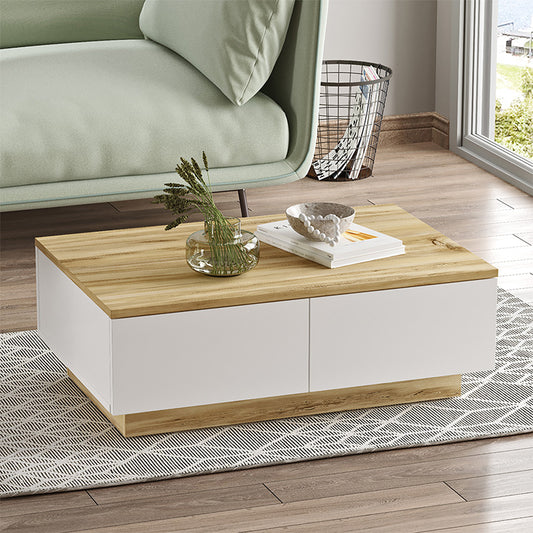 Τραπέζι σαλονιού Thunder pakoworld sonoma-λευκό 90x60x31.5εκ - Hippiehome.gr