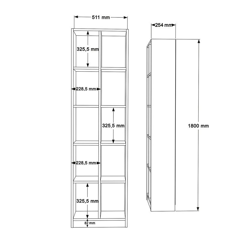 Βιβλιοθήκη Oteca 10θέσεων pakoworld oak 51.1x25.4x180εκ - Hippiehome.gr