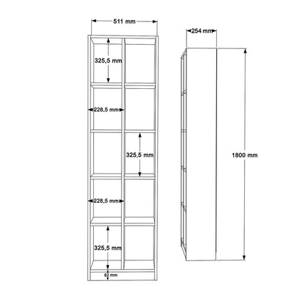 Βιβλιοθήκη Oteca 10θέσεων pakoworld oak 51.1x25.4x180εκ - Hippiehome.gr