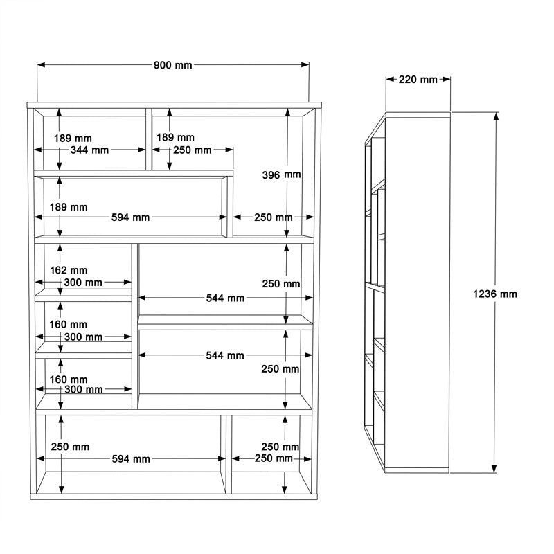 Βιβλιοθήκη Decora pakoworld σε φυσική-ανθρακί απόχρωση 90x22x123.6εκ - Hippiehome.gr