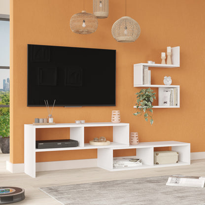 Σύνθετο σαλονιού Kakomo pakoworld σε λευκή απόχρωση 170x29.5x43εκ - Hippiehome.gr