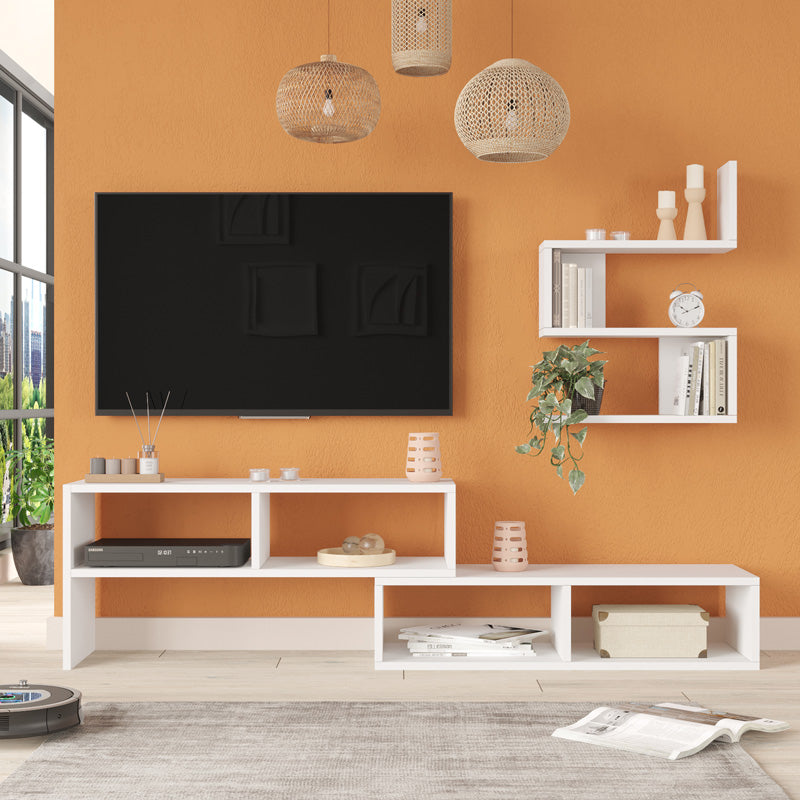 Σύνθετο σαλονιού Kakomo pakoworld σε λευκή απόχρωση 170x29.5x43εκ - Hippiehome.gr
