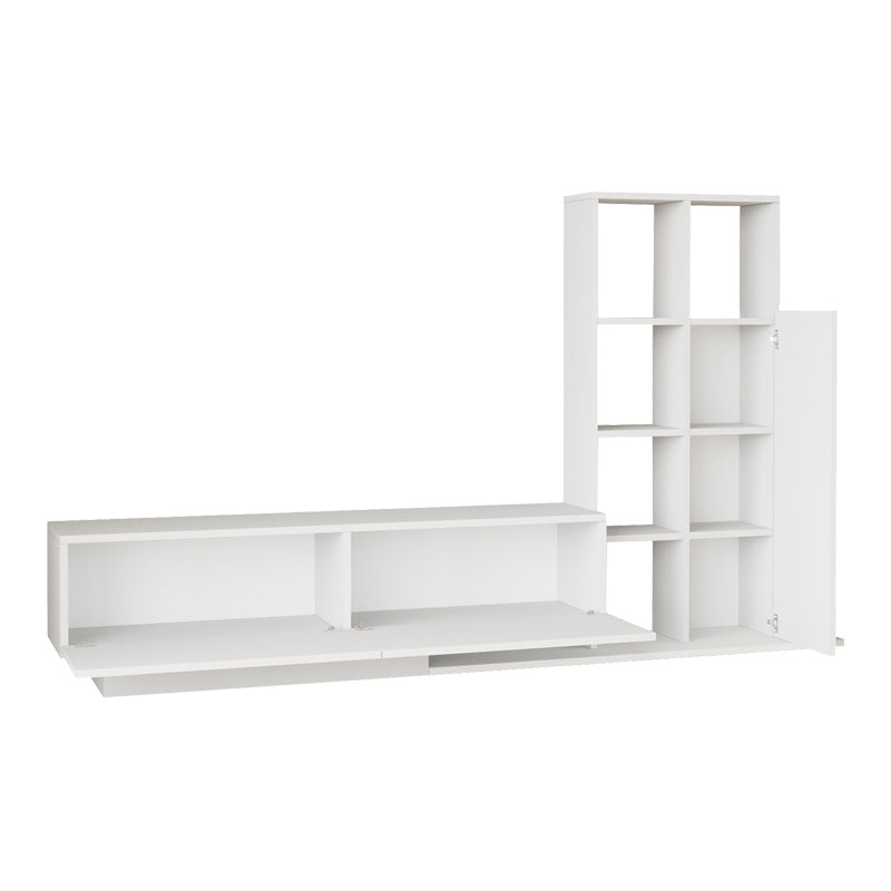 Σύνθετο σαλονιού Damon pakoworld σε λευκή απόχρωση 211.2x29.5x123.6εκ - Hippiehome.gr