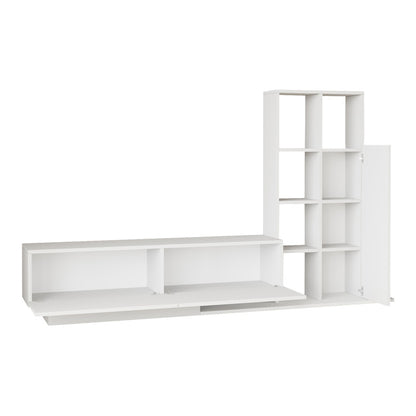 Σύνθετο σαλονιού Damon pakoworld σε λευκή απόχρωση 211.2x29.5x123.6εκ - Hippiehome.gr