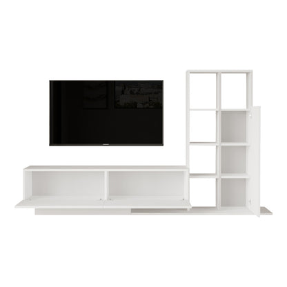 Σύνθετο σαλονιού Damon pakoworld σε λευκή απόχρωση 211.2x29.5x123.6εκ - Hippiehome.gr