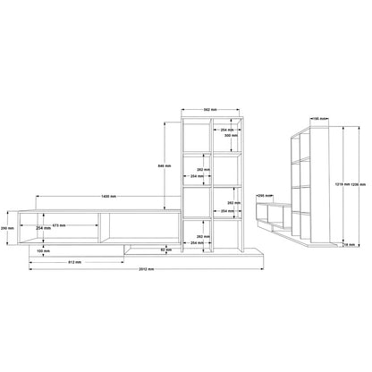 Σύνθετο σαλονιού Damon pakoworld σε λευκή απόχρωση 211.2x29.5x123.6εκ - Hippiehome.gr