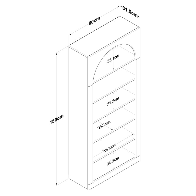 Βιβλιοθήκη Zoel pakoworld λευκό μελαμίνης 80x31.5x180εκ - Hippie Home 