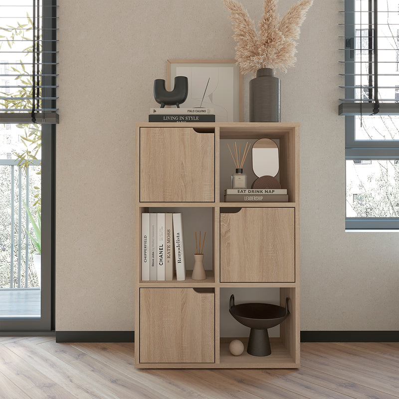Βιβλιοθήκη Bookel pakoworld μελαμίνης σε sonoma απόχρωση 59.5x27.5x89εκ - Hippiehome.gr