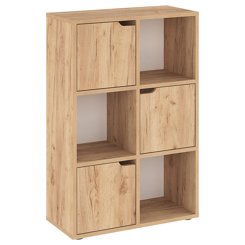 Bookel pakoworld melamine bookcase in oak shade 59.5x27.5x89cm