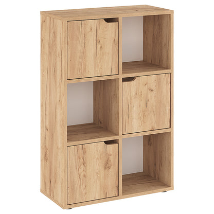 Bookel pakoworld melamine bookcase in oak shade 59.5x27.5x89cm