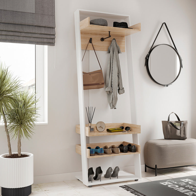 Έπιπλο εισόδου Sciove pakoworld σε λευκή-φυσική απόχρωση 70x40x200εκ - Hippiehome.gr