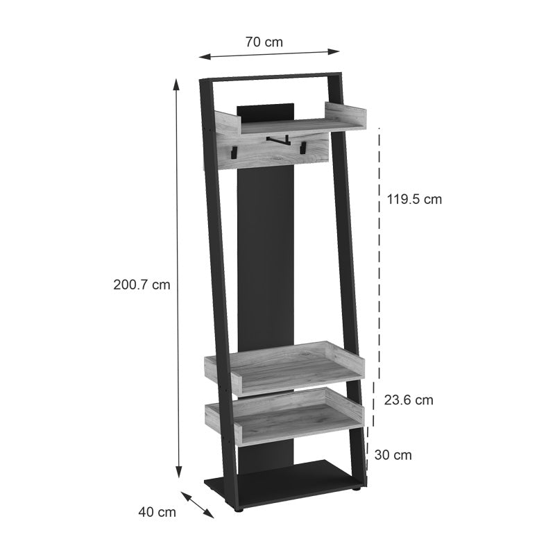 Έπιπλο εισόδου Sciove pakoworld σε ανθρακί-φυσική απόχρωση 70x40x200εκ - Hippiehome.gr
