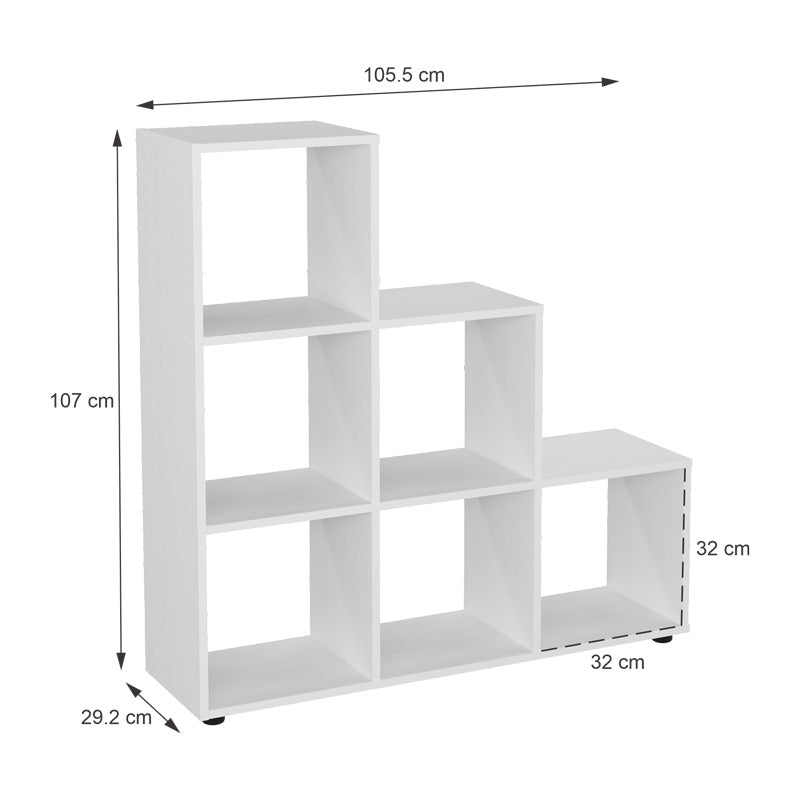 Βιβλιοθήκη Schody pakoworld σε λευκή απόχρωση 105.5x29.2x107εκ - Hippiehome.gr