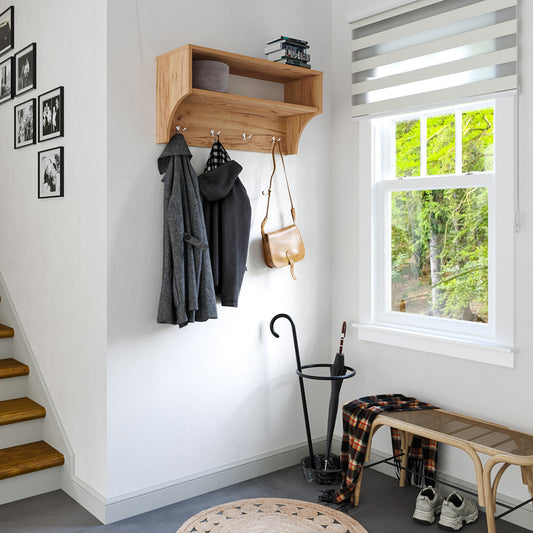 Κρεμάστρα Crosta pakoworld σε oak απόχρωση 80x28x40εκ - Hippiehome.gr