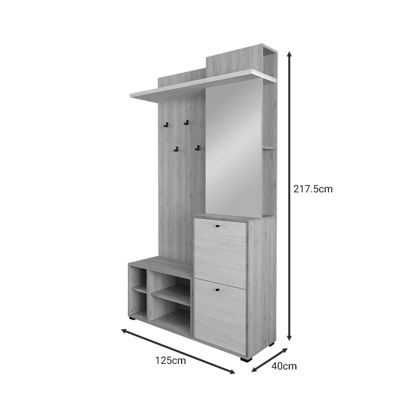 Έπιπλο εισόδου Louisen pakoworld oak-λευκό μελαμίνης 125x40x217.5εκ - Hippie Home 