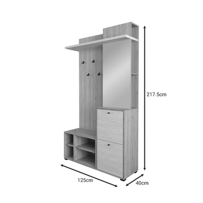 Έπιπλο εισόδου Louisen pakoworld oak-λευκό μελαμίνης 125x40x217.5εκ - Hippie Home 