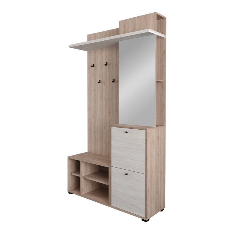 Έπιπλο εισόδου Louisen pakoworld oak-λευκό μελαμίνης 125x40x217.5εκ - Hippie Home 