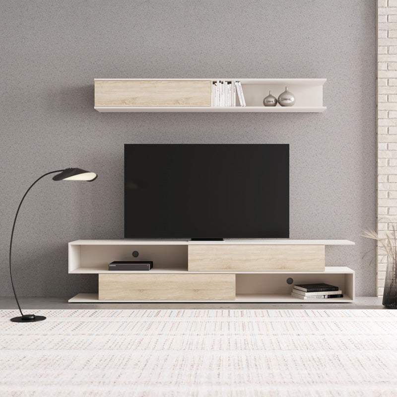 Σύνθετο σαλονιού Brick pakoworld σε sonoma oak-κρεμ απόχρωση 240x40x50.4εκ - Hippiehome.gr