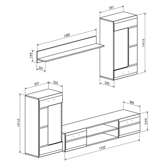 Σύνθετο σαλονιού Saleto pakoworld λευκό 230.2x39.6x202.4εκ - Hippiehome.gr