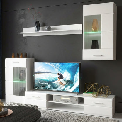 Σύνθετο σαλονιού Saleto pakoworld λευκό 230.2x39.6x202.4εκ - Hippiehome.gr