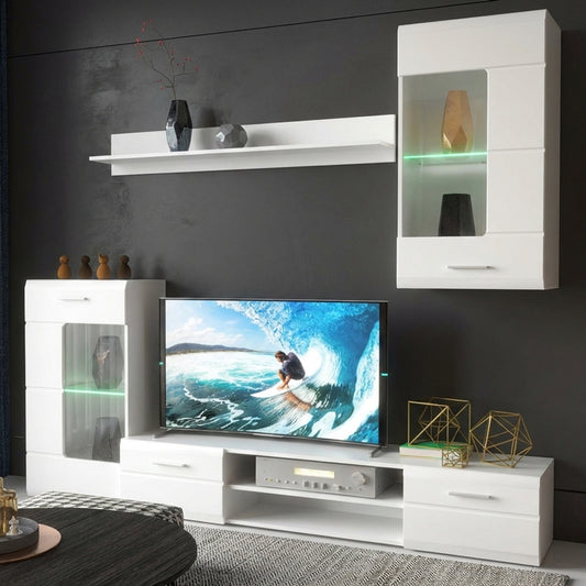 Σύνθετο σαλονιού Saleto pakoworld λευκό 230.2x39.6x202.4εκ - Hippiehome.gr