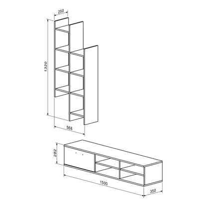 Σύνθετο σαλονιού Sarona pakoworld oak 150x35x160εκ - Hippiehome.gr