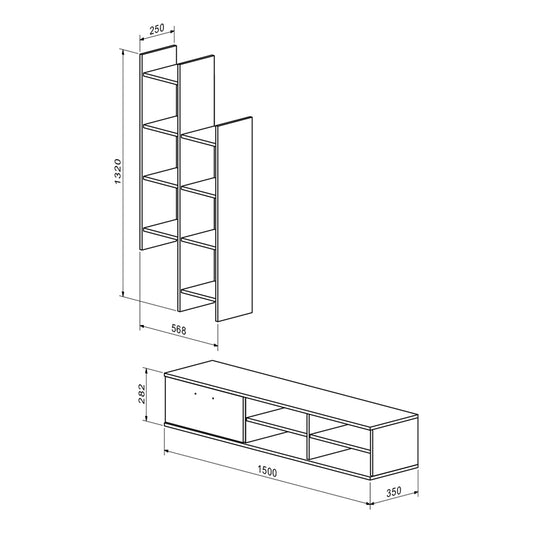Σύνθετο σαλονιού Sarona pakoworld oak 150x35x160εκ - Hippiehome.gr