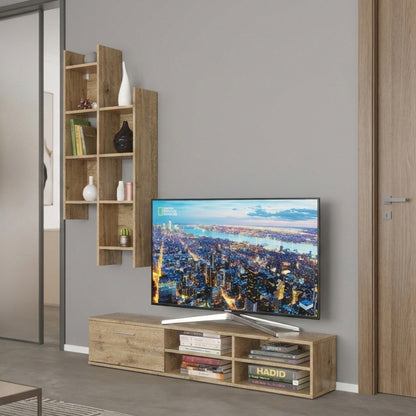 Σύνθετο σαλονιού Sarona pakoworld oak 150x35x160εκ - Hippiehome.gr