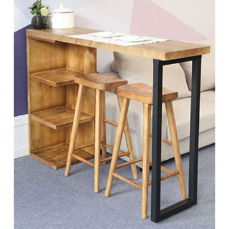 Τραπέζι μπαρ Collins pakoworld φυσικό ξύλο πεύκου 35mm φυσικό-μαύρο 139x29x90εκ - Hippiehome.gr