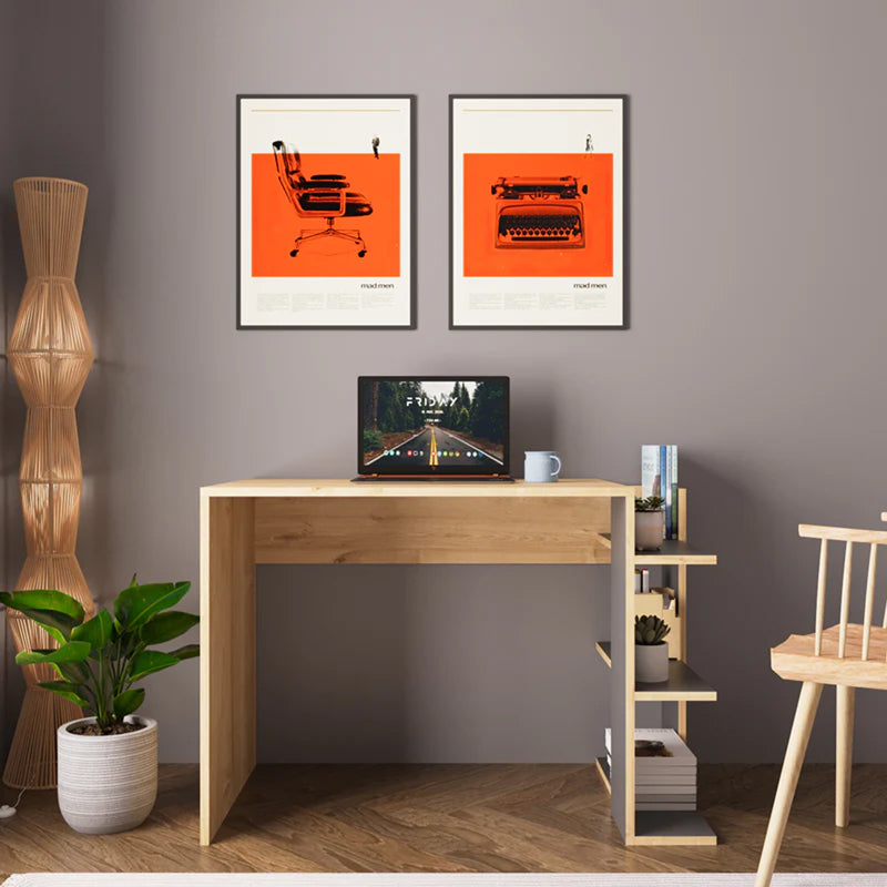 Γραφείο εργασίας Toska pakoworld σε oak- ανθρακί απόχρωση 114x56x76εκ - Hippiehome.gr