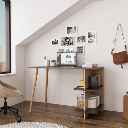 Γραφείο εργασίας Volet pakoworld σε oak- ανθρακί απόχρωση 114x56x76εκ - Hippiehome.gr