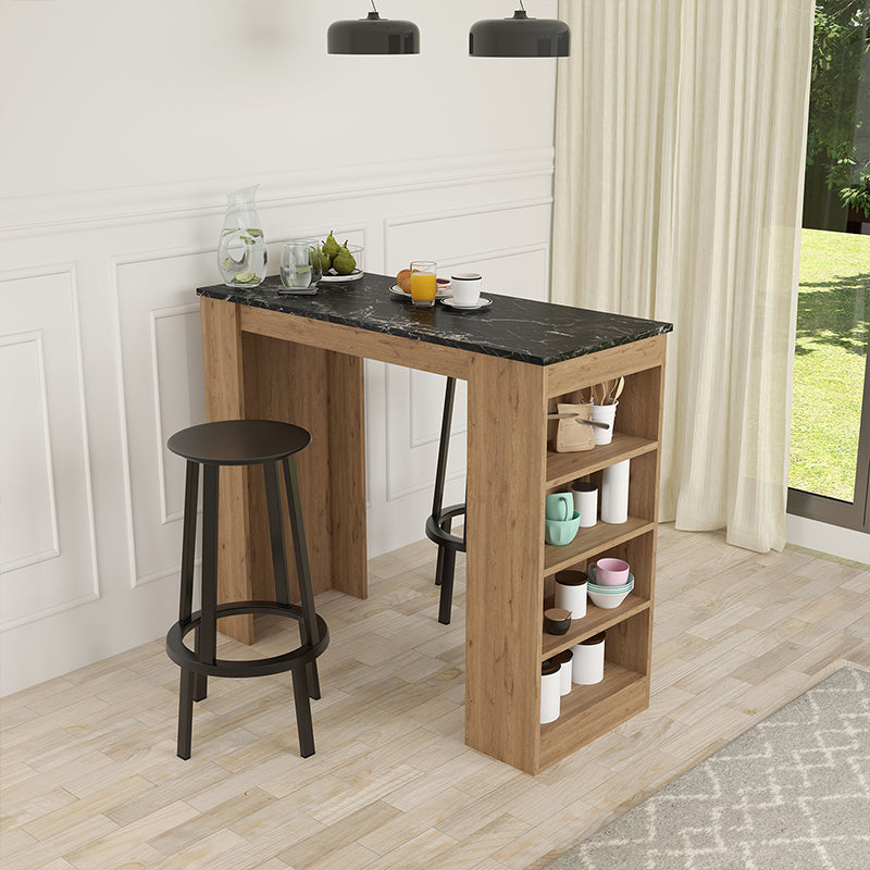 Τραπέζι μπαρ Birma pakoworld σε oak απόχρωση με όψη μαρμάρου 120x51.5x102εκ - Hippiehome.gr