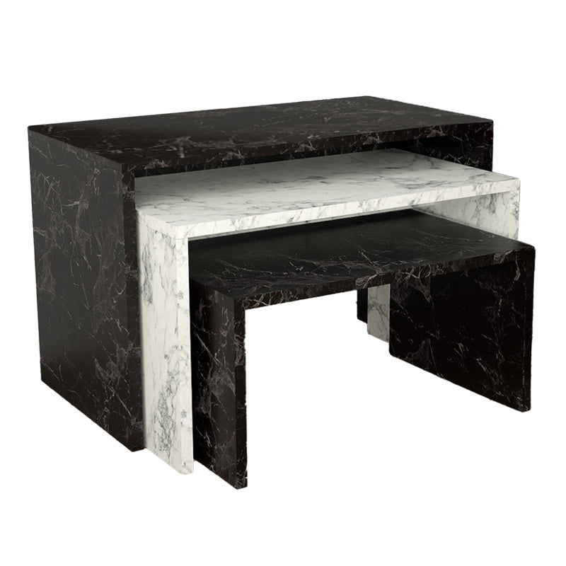 Τραπεζάκια σαλονιού Mabole pakoworld 3 τεμ σε εφέ μαρμάρου 65x35x45εκ - Hippiehome.gr