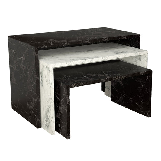 Τραπεζάκια σαλονιού Mabole pakoworld 3 τεμ σε εφέ μαρμάρου 65x35x45εκ - Hippiehome.gr