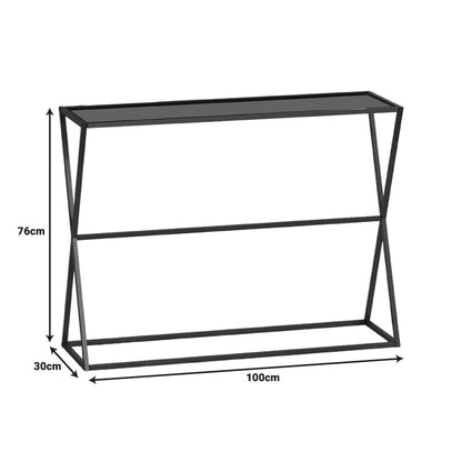 Κονσόλα Loujie I pakoworld σε μαύρο μέταλλο-smoke γυαλί 100x30x76εκ