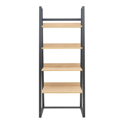 Βιβλιοθήκη Ryder pakoworld σε oak-μαύρη απόχρωση 75x36x185εκ - Hippiehome.gr