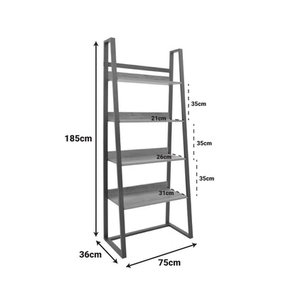 Βιβλιοθήκη Ryder pakoworld σε oak-μαύρη απόχρωση 75x36x185εκ - Hippiehome.gr