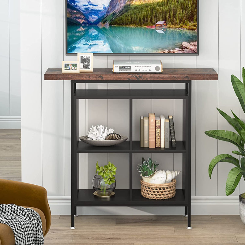 Τραπέζι μπαρ Stolik pakoworld σε καρυδί-μαύρη απόχρωση 100x35x110εκ - Hippiehome.gr