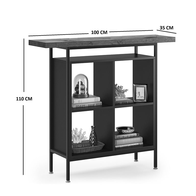 Τραπέζι μπαρ Stolik pakoworld σε καρυδί-μαύρη απόχρωση 100x35x110εκ - Hippiehome.gr