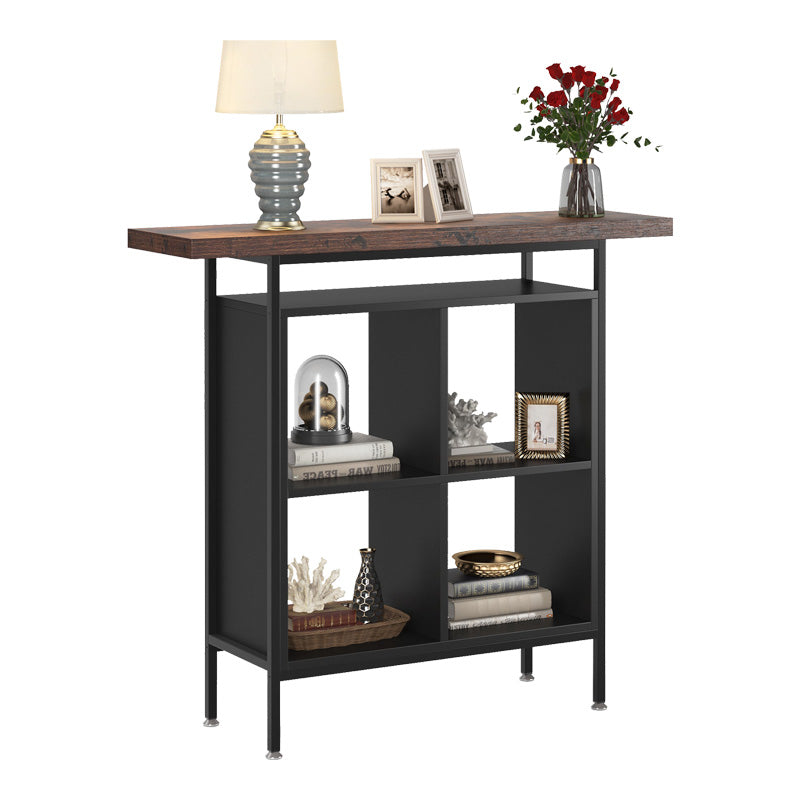 Τραπέζι μπαρ Stolik pakoworld σε καρυδί-μαύρη απόχρωση 100x35x110εκ - Hippiehome.gr