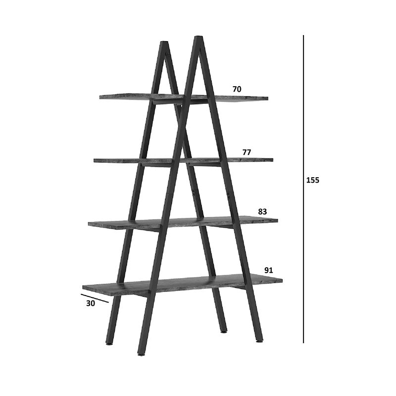 Βιβλιοθήκη Naroki pakoworld μέταλλο μαύρο με καρυδί απόχρωση 90x30x155εκ - Hippiehome.gr