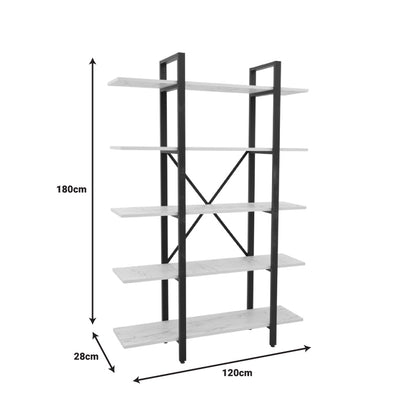Βιβλιοθήκη Esthon pakoworld σε λευκή όψη μαρμάρου με χρυσό μέταλλο 120x32x180εκ - Hippiehome.gr